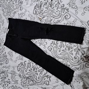 Abercrombie & Fitch The Super Skinny Ankle High Rise Distressed Jeans